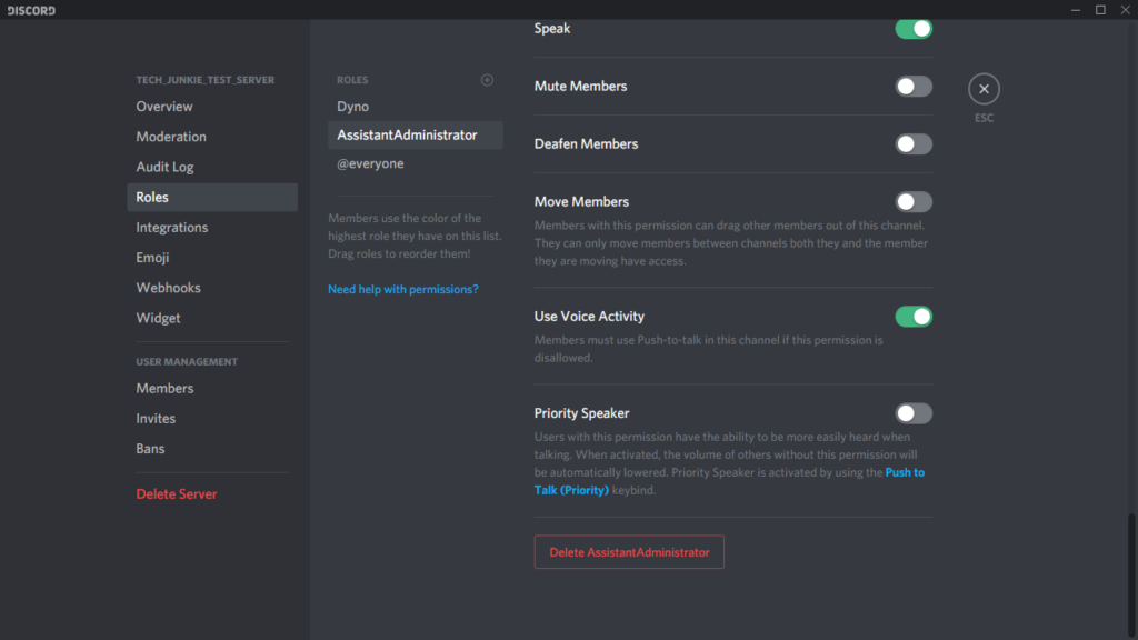 create assign Roles in discord